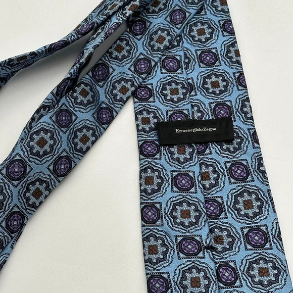 Ermenegildo Zegna Silk Tie, Blue, RETAIL $175, Made in Italy - Picture 1 of 7